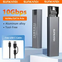 SUNKANDI M.2 NVME SATA SSD Enclosure Adapter, USB C 3.1 Gen 2 (10 Gbps) To M.2 PCIe NVMe and SATA SSDs Support for SSDs 2230
