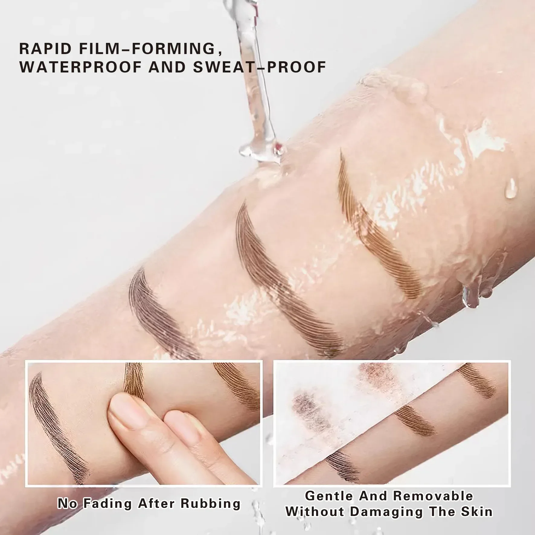 RUW Waterdichte Tattoo Brow Tint met stencils Semi-permanente wenkbrauwkleur gaat tot 3 dagen mee Gemakkelijk aan te brengen Langdurig CO:02