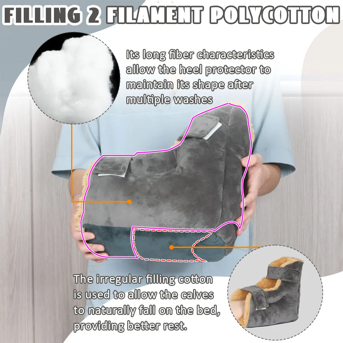 Ehucon Cuscini protettivi per tallone extra spessi Cuscini per piedi limitatrici di pressione Anziani costretti a letto Previene le ferite del letto Copertura in schiuma pelosa
