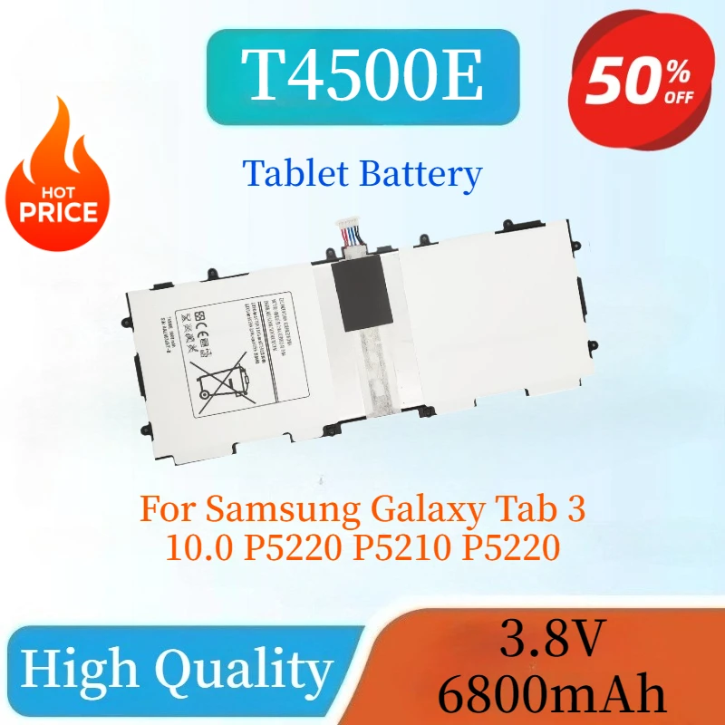 

High Quality T4500E 3.8V 6800mAh Rechargeable Tablet Battery For Samsung Galaxy Tab 3 10.0 P5220 P5210 P5220 Brand New