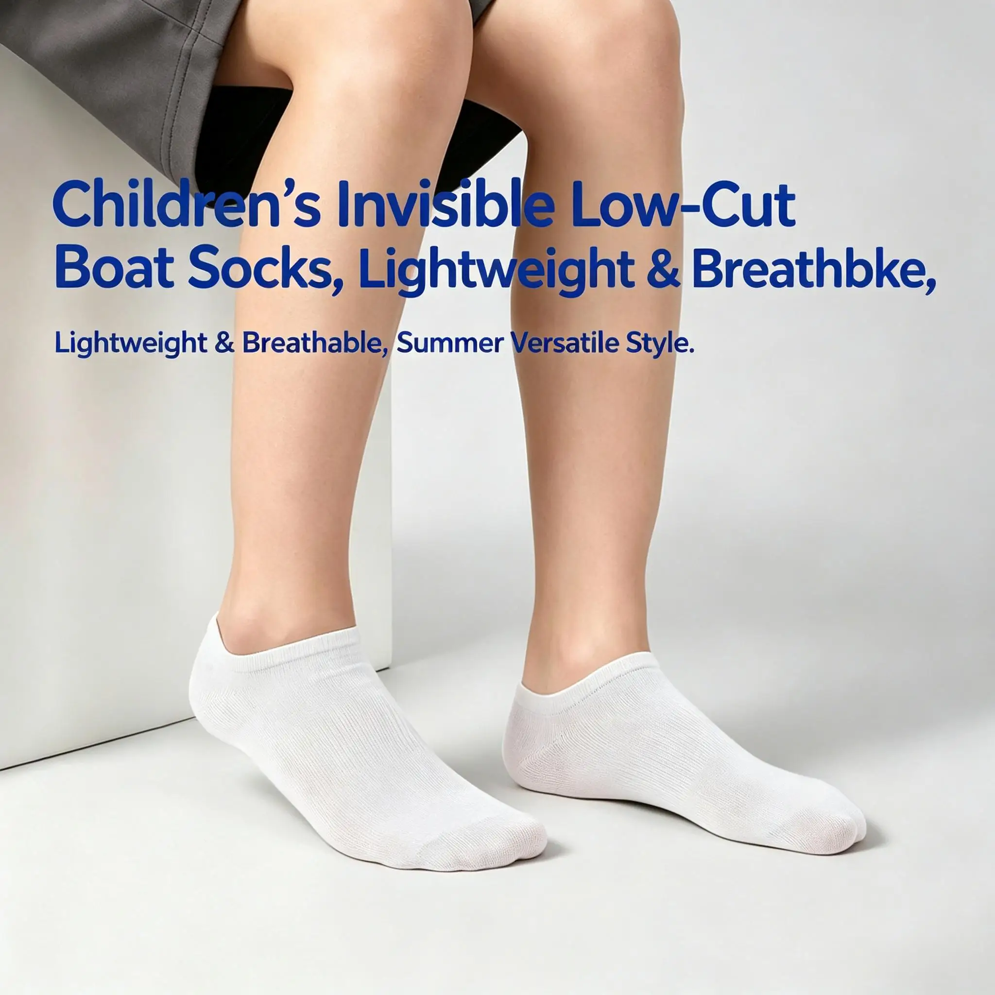 Kids Invisible No Show Boat Socks Summer Thin Pure Cotton Breathable Sweat Absorb Anti Slip Anti Fall Heel Short Socks For Boys