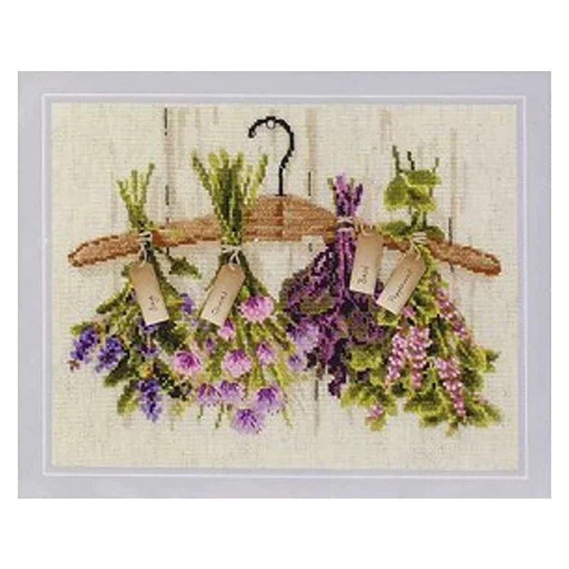 Amishop Gold Collection Counted Cross Stitch Kits Herbs Lavender Bouquet Flowers Riolis 1717