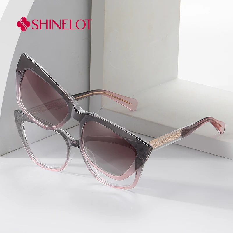 

81612 Women Magnetic Cat Eye Clip on Sunglasses Polarization Sun Glasses Female Shades Vacation Outdoor Lady Eyewear