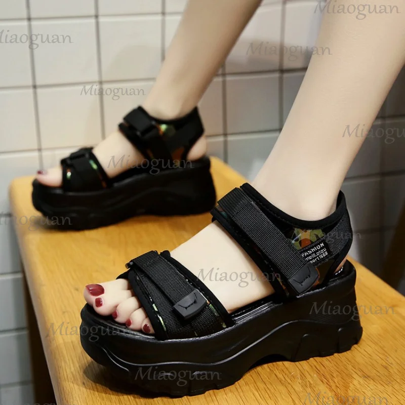 New Women Platform Sandals Causal Elevated Breathable Outdoor Sneakers Fashion Wedge-heel Female Beach Vacation Roma Shoes