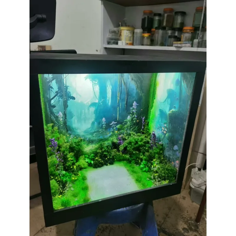 Miniature scene model customization, forest watch platform scene, USB power supply, suitable for large figures