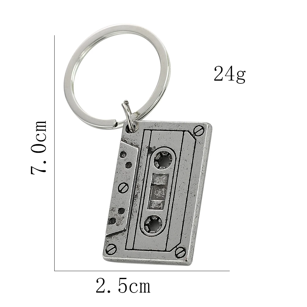 Vintage Magnetic Tape Keychain for Women Men Nostalgic 80\'s Cassette Car Key Rings Backpack Pendant  Concert Souvenir Gift