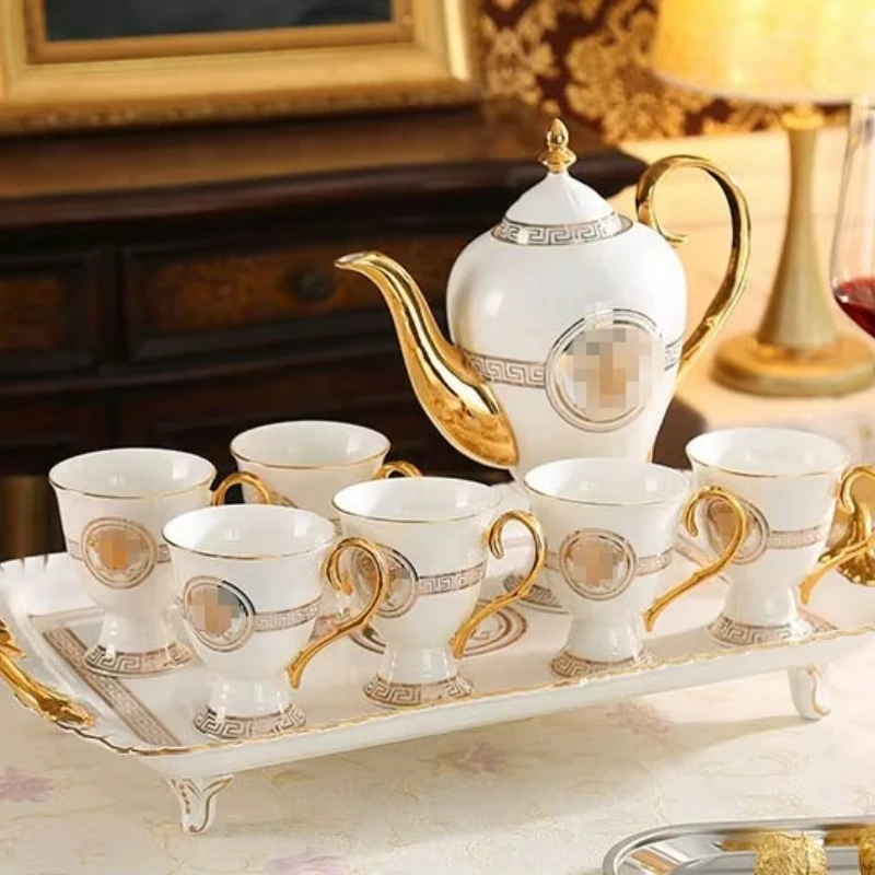 

Ceramic Coffee Cup and Saucer Porcelain Coffee Tea Set Bone China Tea Pot Set With Tray