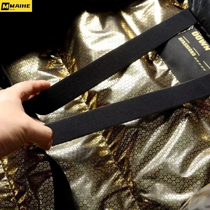 Casaco longo à prova de frio masculino, 90% jaqueta Goose Down, casaco com capuz quente, unissex, leve, luxo, preto, dourado,-30 ℃, inverno
