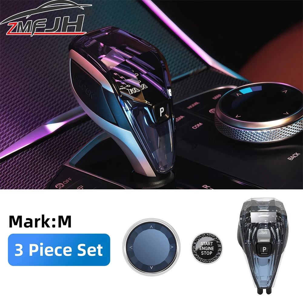 3 Pieces Set Crystal Gear Shift Knob Lever For BMW 5/6/7 Series X3 X4 G01 G02 G08 G11 G12 G30 G31 G32 G38 Crystal Gear Handle
