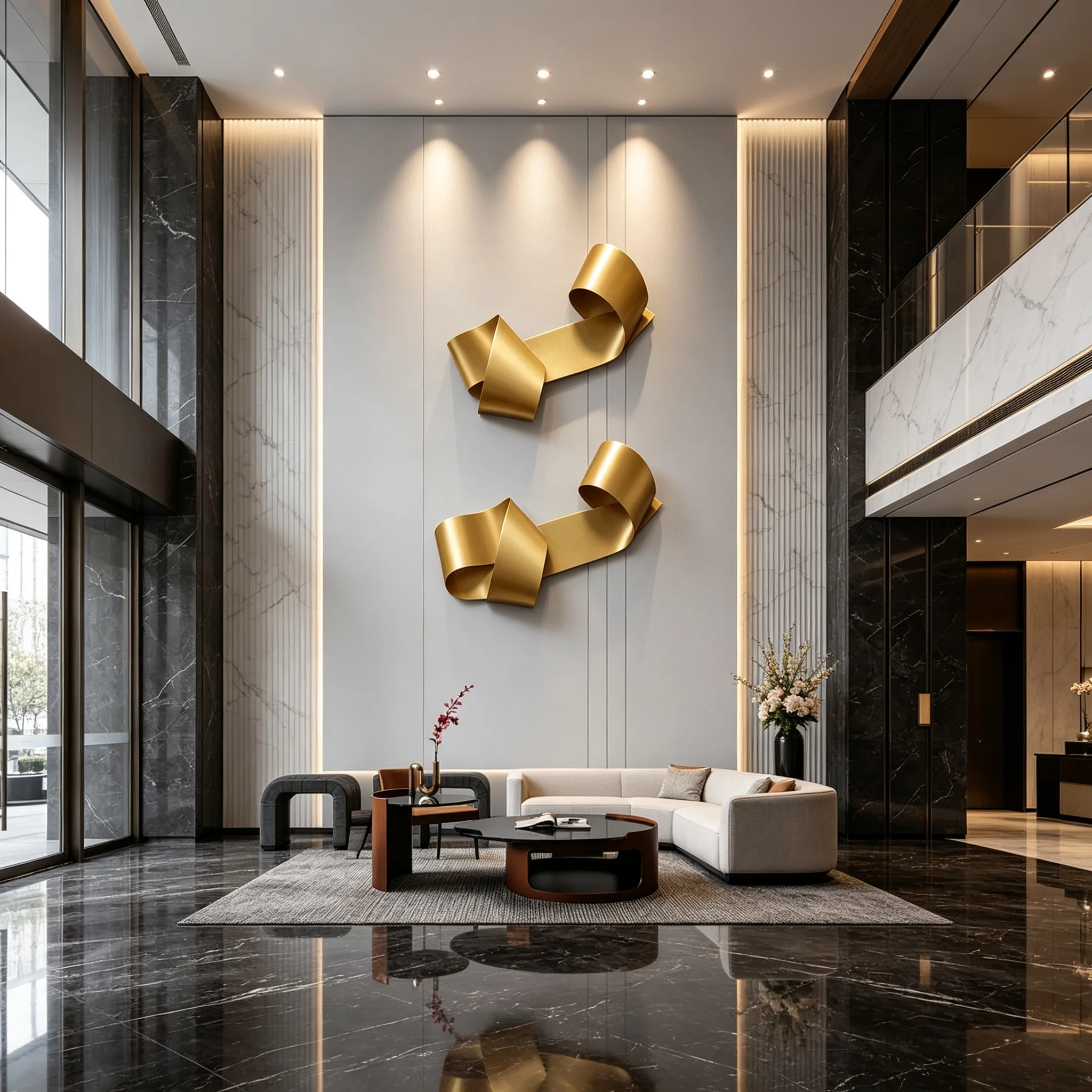 Luxury Minimalist 3D Metal Wall Decoration Wrought Iron Light for Hotel Lobby Villa Living Room Decor