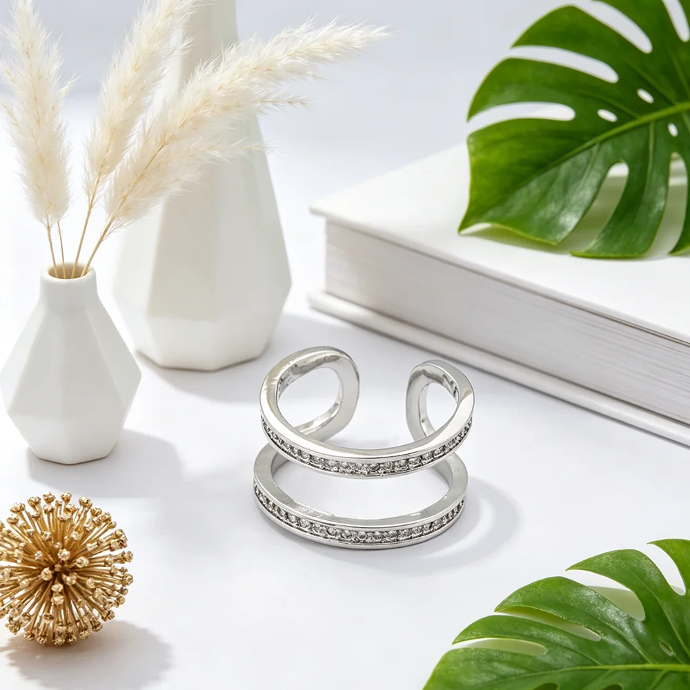 Opening Ring Fashion Simple Style Genuine 925 Sterling Silver Lady Gentleman Wedding Wedding Anniversary For Women Best Gift