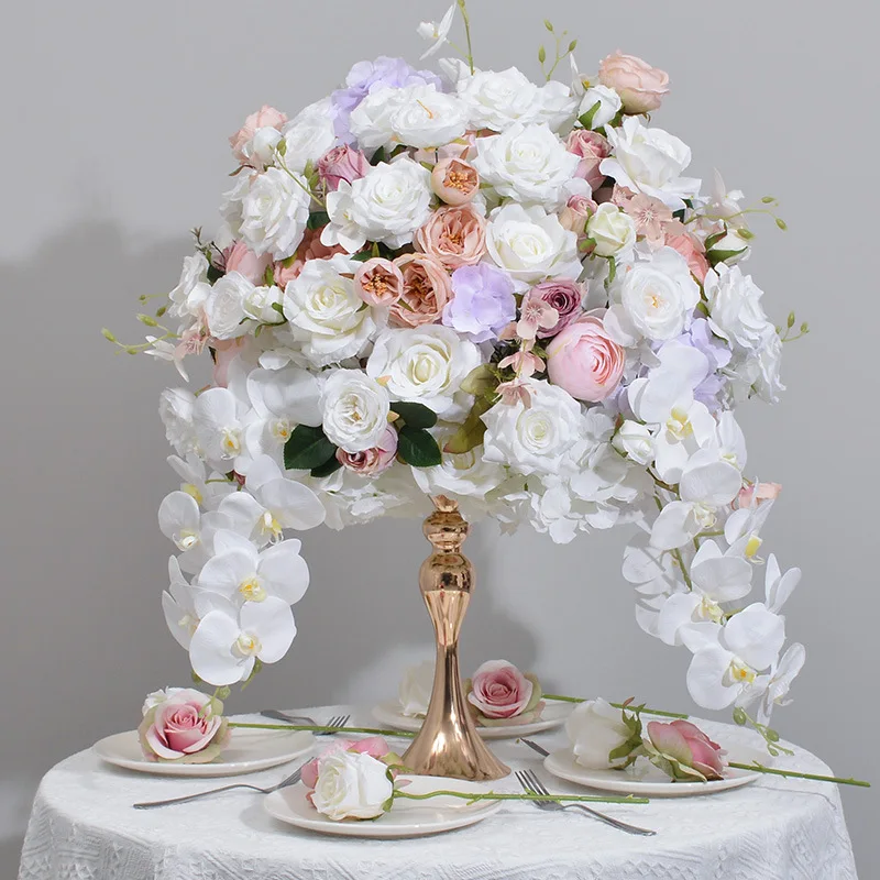 60cm Fake Rose Flower Table Centerpiece Artificial Flower Wedding Backdrop Decoration Table Layout Flower Ball