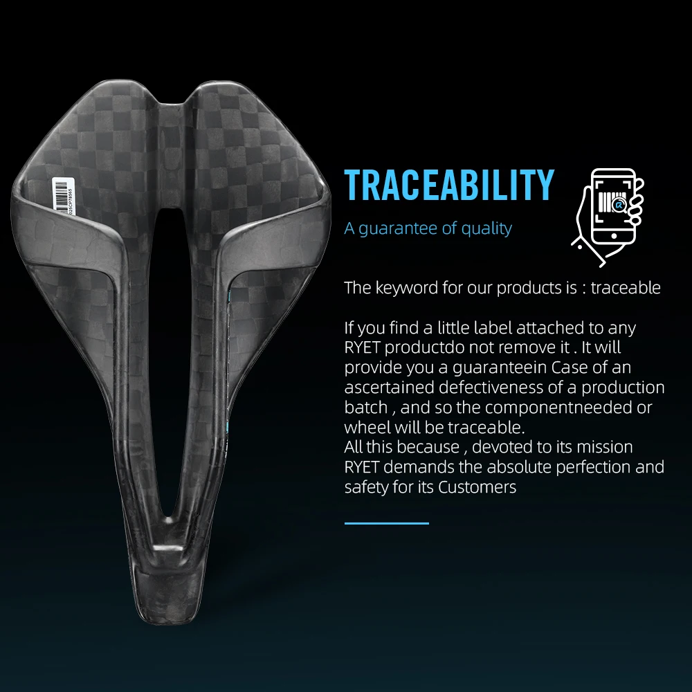 RYET Full Carbon Saddle 140mm Width Lightweight Bicycle Seating Cushion for Road MTB Gravel Performance Racing Bike Seat Parts