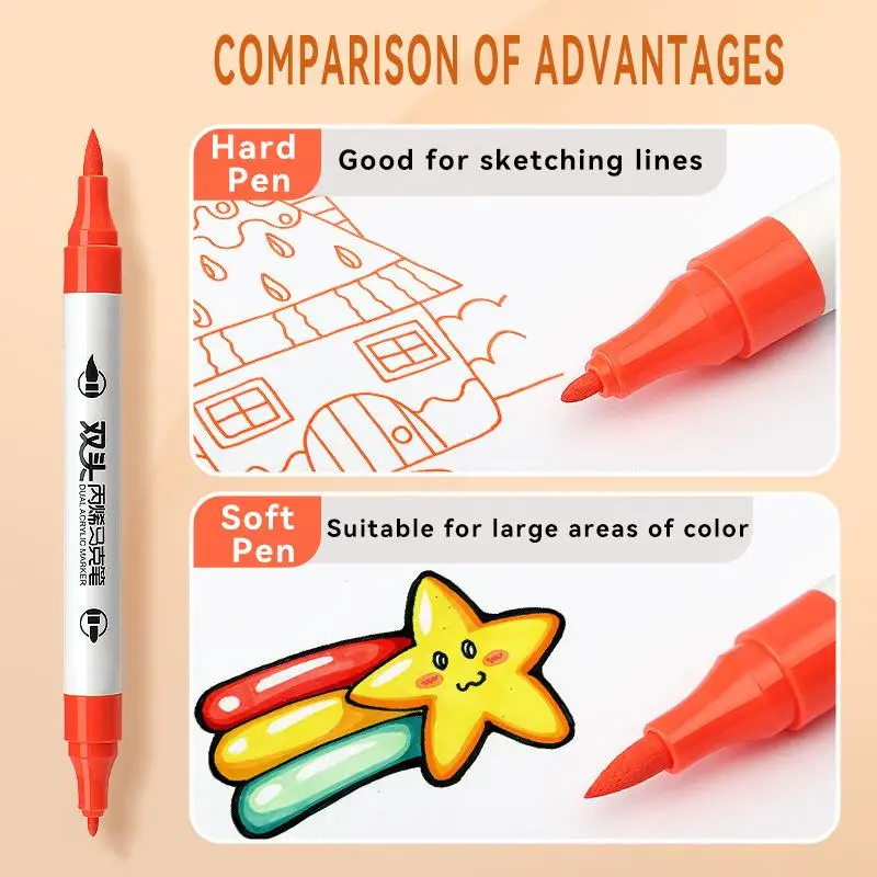 New Double-ended acrylic marker waterproof sunlight-resistant large-capacity water-based markers DIY hand-drawing color markers