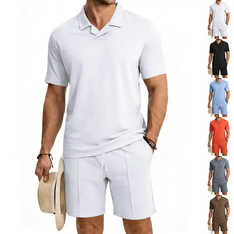 Conjunto de Camiseta Deportiva Casual de Manga Corta y Pantalones Cortos para Hombre, Secado Rápido, Verano, Cómodo, Juvenil, Sin Marca Registrada