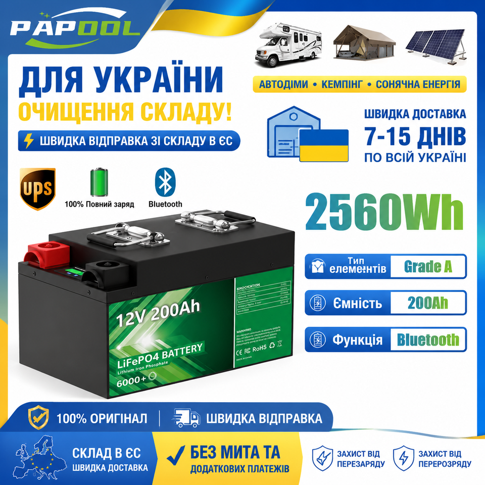  LiFePO4 12V 200Ah 300Ah Battery Pack Bluetooth BMS 6000 Cycle 24V 100Ah 140Ah Lithium Battery For RV Boat Home Solar EU UA STOCK