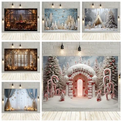 Christmas Decoration Tree Photography Background Snowflake Winter House Snow Forest Portrait Photocall Backdrop Photo Studio