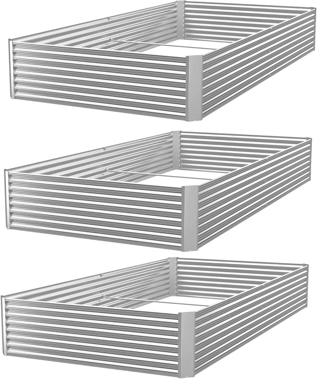 

36x18 Galvanized Metal Raised Garden Bed 3 Pack for Vegetables, Flowers