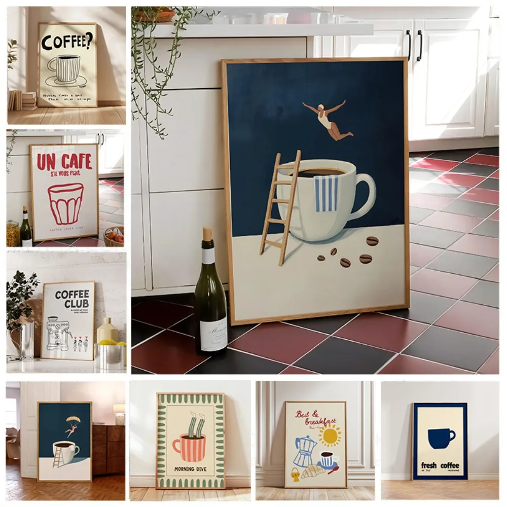 Frameless,Coffee Poster,Espresso Printing,Fashion Kitchen Decor,Coffee Bar Decor,Retro Coffee Wall Art,Kitchen Wall Printable