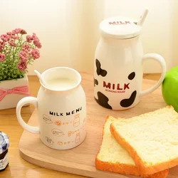 400ml Cute Cow Design Smiling Face Ceramic Bottle Unique Cartoon Lovers Coffee Cup Milk Tea Anime Cup Creative Drink Household