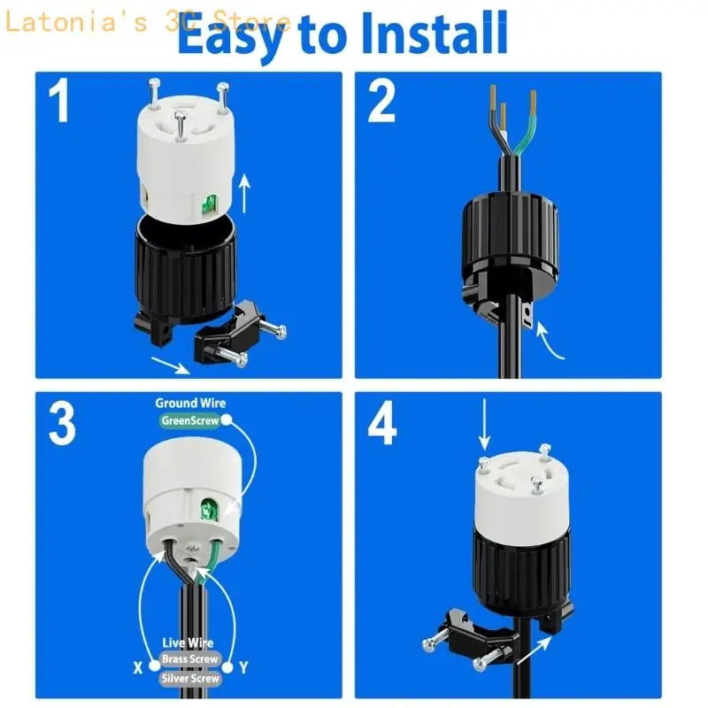 NEMA L6 30R 30Amp 250V Heavy Duty Locking Power Socket L6-30R Locking Plugs For Construction Industrial Generator Use X3UB