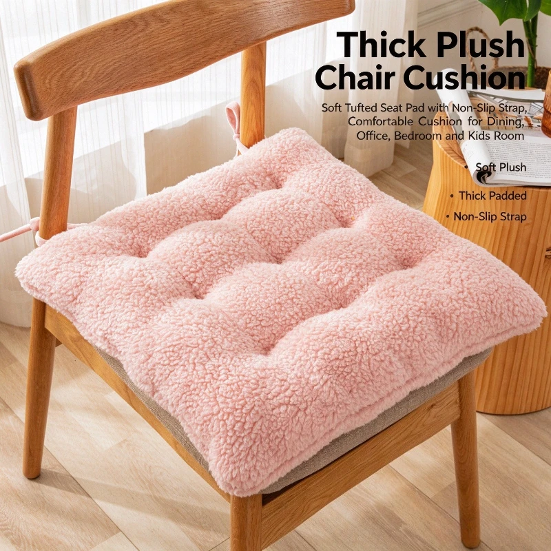 Winter Thick Lamb Fleece Seat Cushion Plush Chair Pad for Office Home Student Stool Warm Seat Mat Home Textile Products
