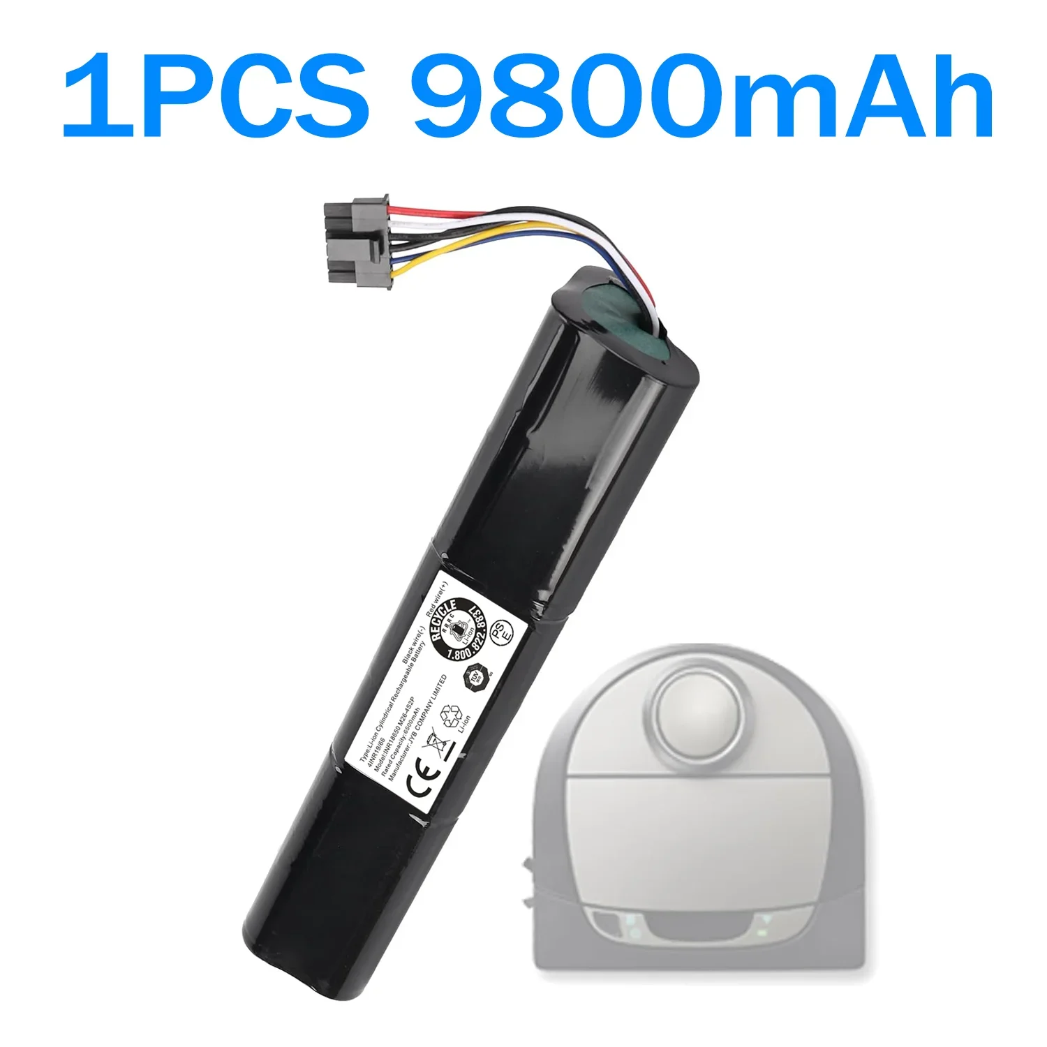 14.4V 6500mAh Li-Ion vervangende batterij voor Neato D3 D4 D5 D6 D7 robotstofzuigers, onderdeelnummer: 945-0225