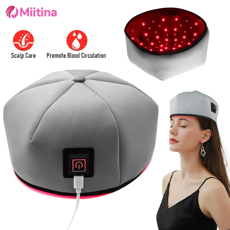 

Hair Growth Cap LED Red Light Therapy Devices Anti Hair Loss Anxiety Stress Relief Head Pain Hat Massager Helmet Scalp Relaxes