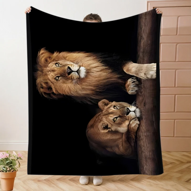 Pet Theme Throw Blanket  Realistic Black Cat Portrait Bright Golden Eyes Graphic Cute Feline Animal Art Design Blanket