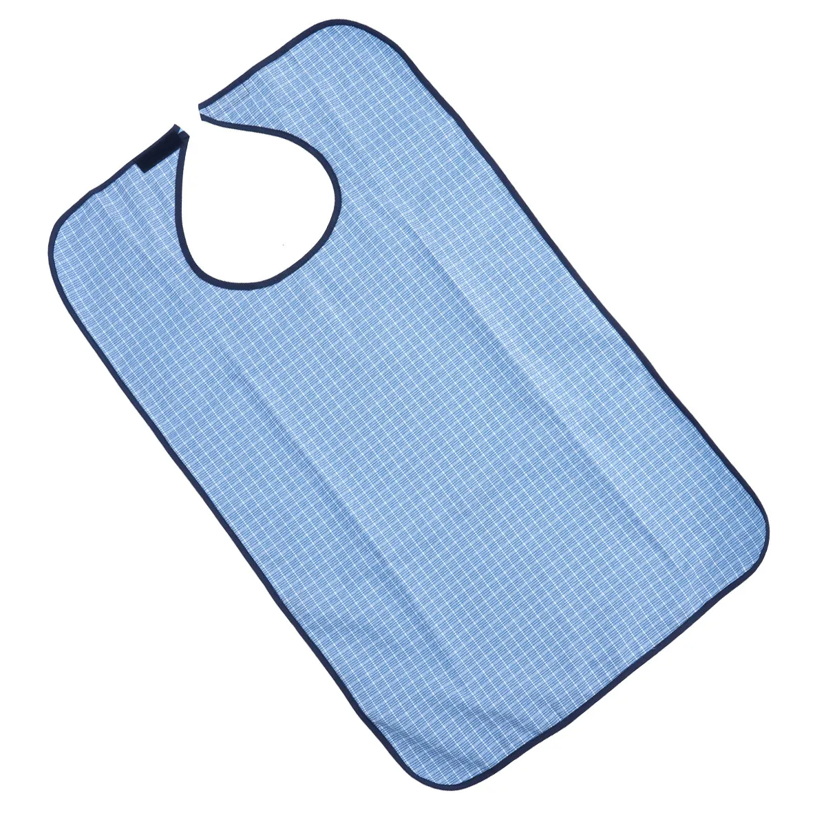 Plaid Double Layer Adult Waterproof Bib Mealtime Clothing Protector Foldable Crumb Catcher for Bedridden Convalescent Care