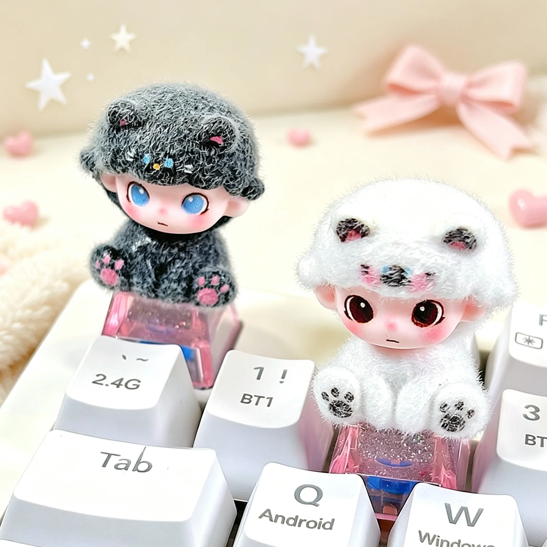 2Pcs/set Cute Siamese Cat Keycaps DIY Keyboard For Mechanical Keyboard Decorative Key Caps