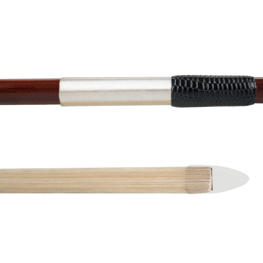 Brazilwood Bow For 4/4 Violin Round Stick Lizard Skin Grip White Mongolia Horsehair Ebony Frog W/ Paris Eye Inlay