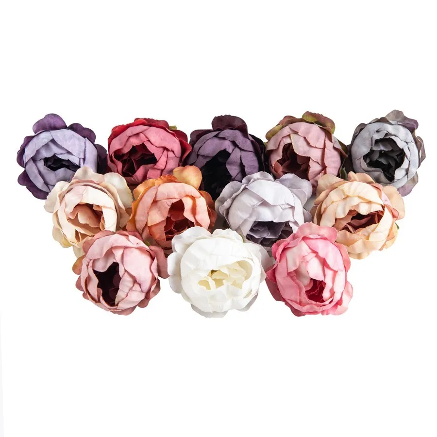 10Pcs Artificial Flowers Wall Wedding Valentine\'s Decoration Home Scrapbooking Decora Wreath Diy Gifts Candy Box Silk Peony Head