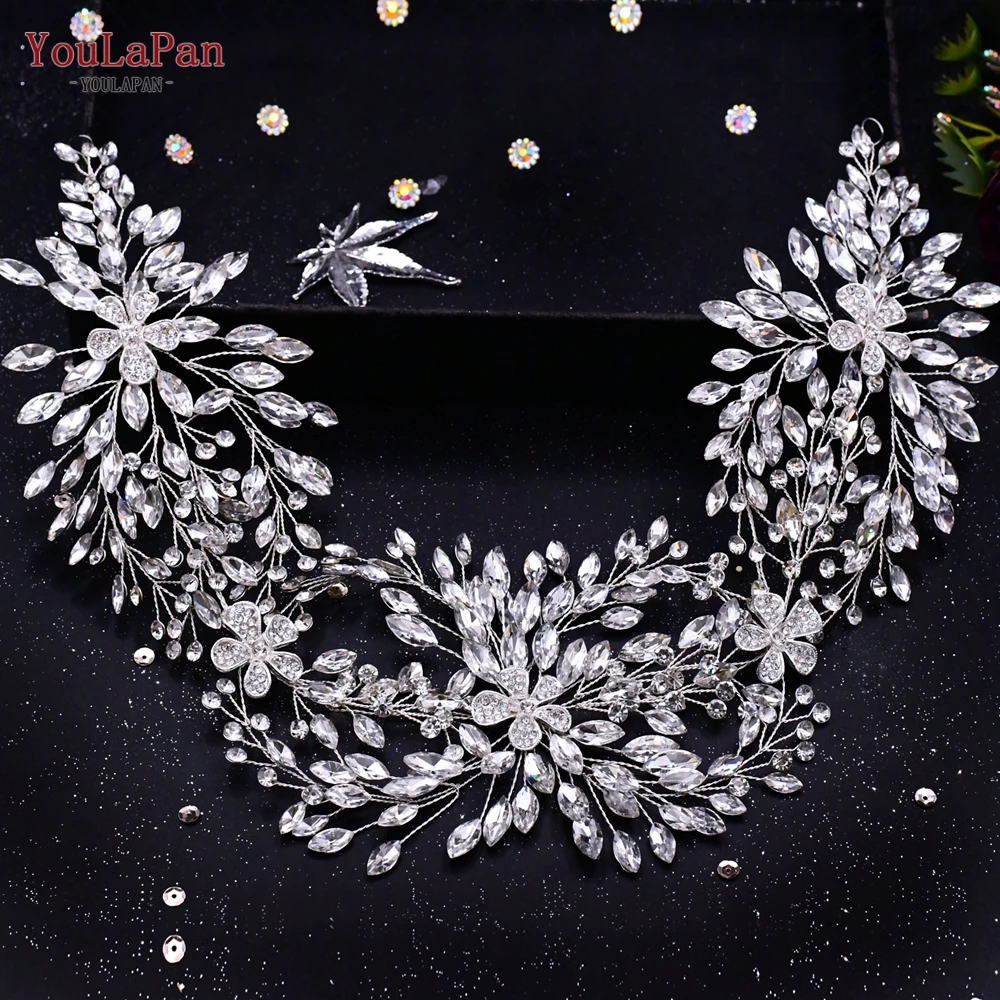 TOPQUEEN HP237 Silver Handmade Wedding Headband Wedding Hair Accessories Rhinestone Crystal Bridal Headwear Hair Ornament