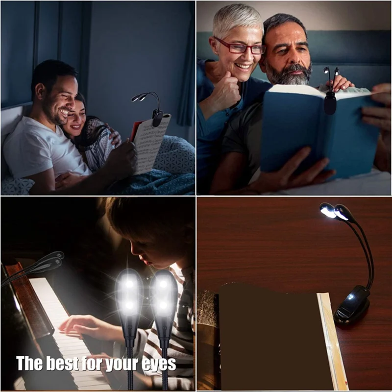AS98-1 PCS Music Stand Light Clip On LED Book Lights Reading Lamp In Bed,2Brightness Levels, Perfect For Bookworms,Piano Player,
