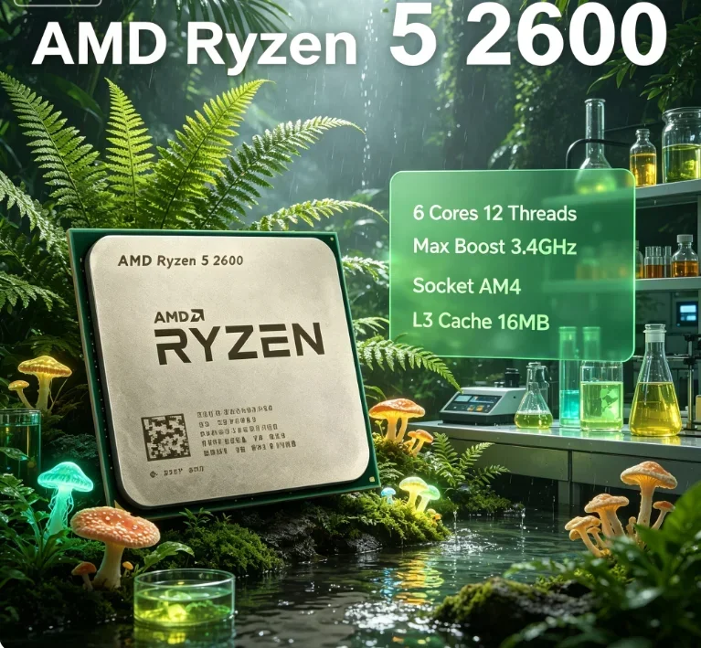 Ryzen 5 2600 3.4GHz 6 Core Processor 12 Thread AM4 Socket Boost 3.9GHz 16MB Cache Compatible X570 Multitasking Computing