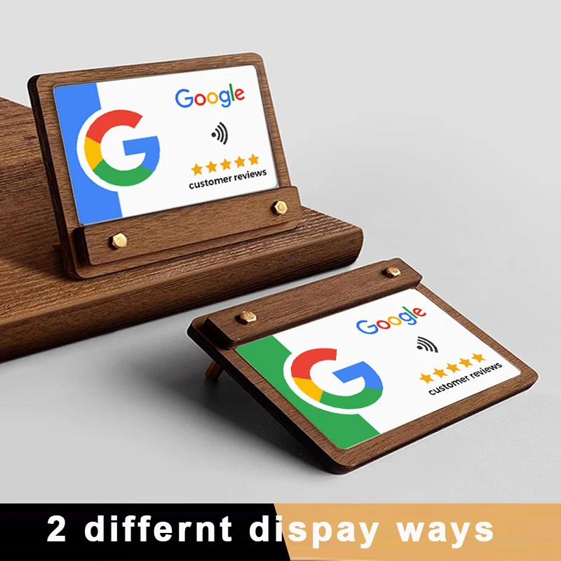 Wood NFC Plaque NFC Stand Display for Social Media NFC Google Reviews Sign Plate Beech Wood Material