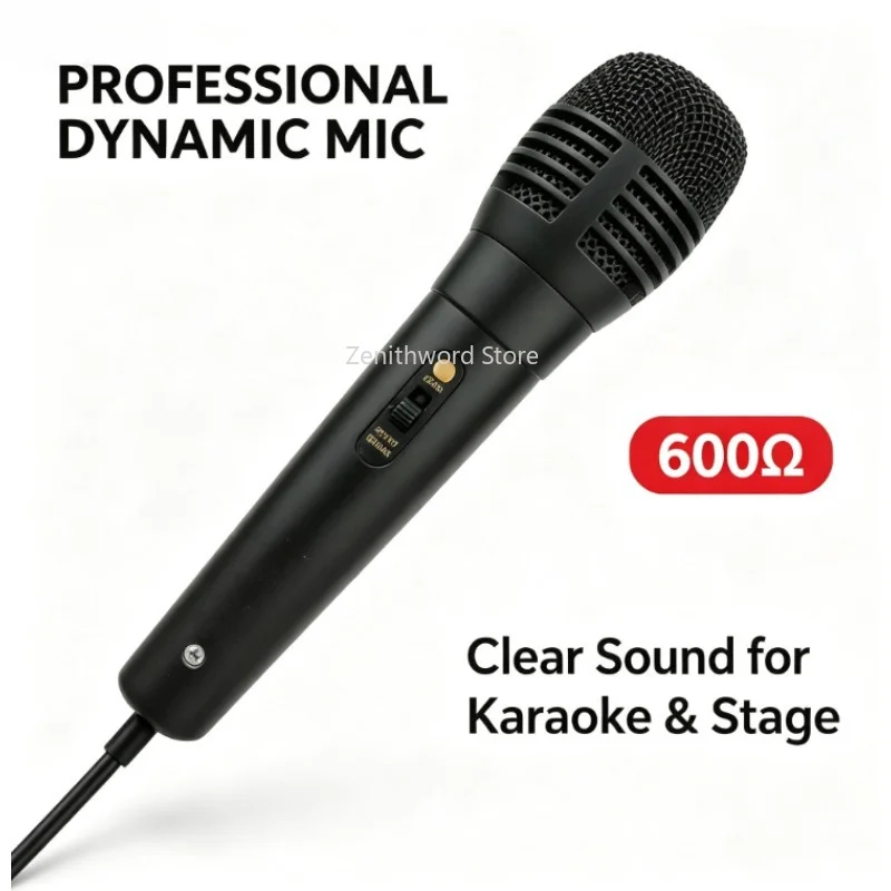 Microfono dinamico con cavo, microfono portatile per voce, con connettore da 6,5 mm e cavo da 200 cm, ideale per karaoke, spettacoli, discorsi, riunioni e canto in casa.