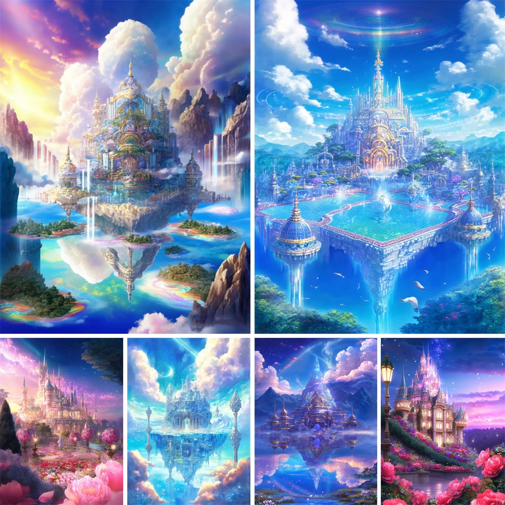 5D Diy Diamond Embroidery Palace in the Sky Diamond Painting Cross stitch Needleworks Home Decor J3515