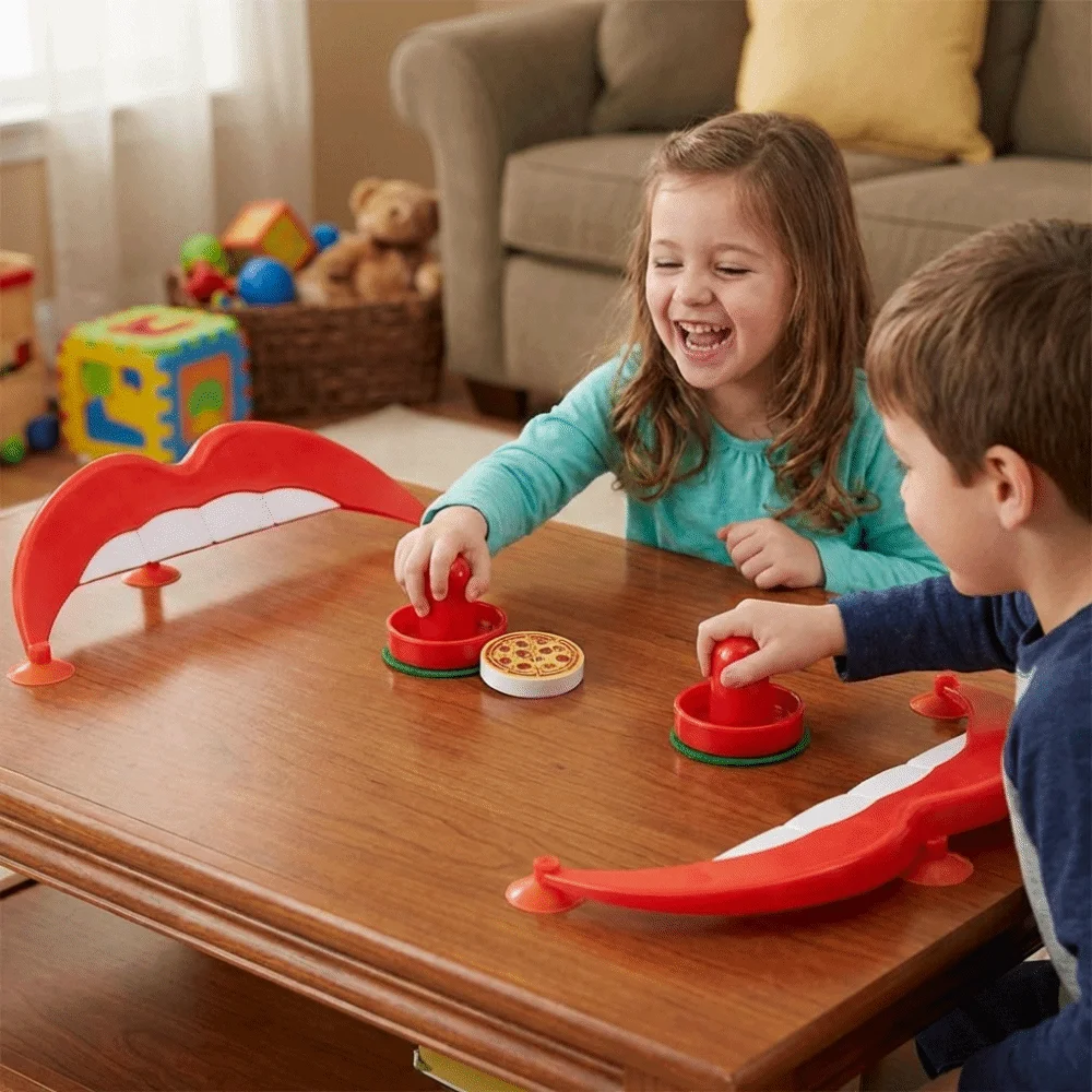 Desktop Size Ice Hockey Board Game Push Action Fast-Paced Pizza Hockey Game Competitive Play Skill-Based Ice Hockey