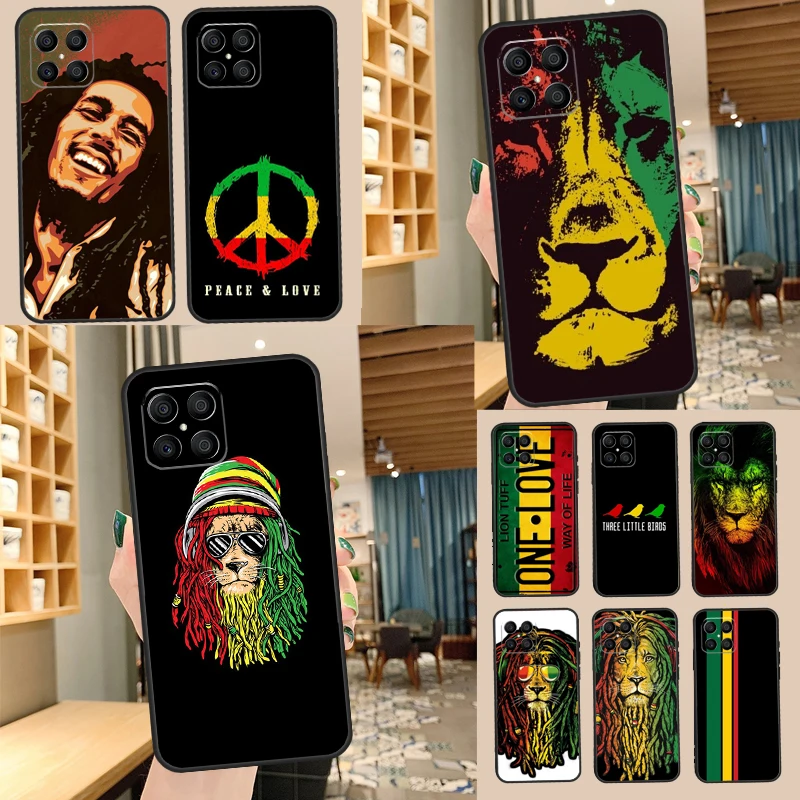 Bob Marley Rasta Lion Silicone Case For Huawei P40 P30 P20 Lite P50 Nova 9 5T Honor 50 Pro X9 X7 X8 Back Cover