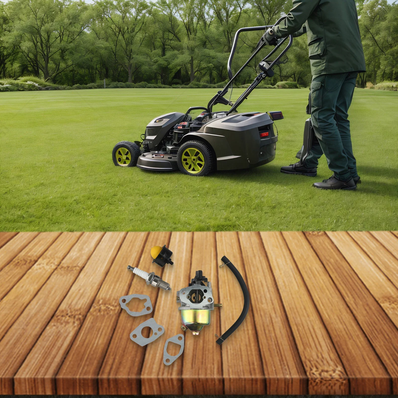 Afbeelding 4: Carburateurset voor Einhell-grasmaaiers Geschikt voor modellen voor GCPM461S en voor GCPM512SHW Wordt geleverd met pomp en pakkingen