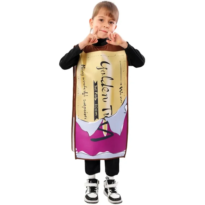 Movie Chocolate Factory Cosplay Costume Children Black Jumpsuit Coat Kids Chocolate Voucher Role Play Uniform Halloween Party