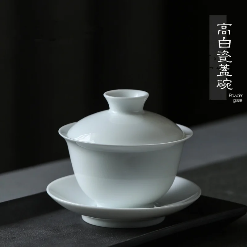 

Jingdezhen Handmade Cover Teacup High Grade and White Porcelain Kung Fu Tea Set Gaiwan Ceramic Egg-Shell Porcelain Anti-Scald Te