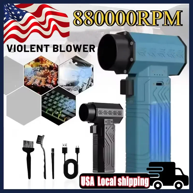 

880000RPM Powerful Mini Turbo Jet Fan Air Blower ,10000mAh 600g Thrust 70m/s Wind Brushless Duster Leaf Removal Dryer Keyboard