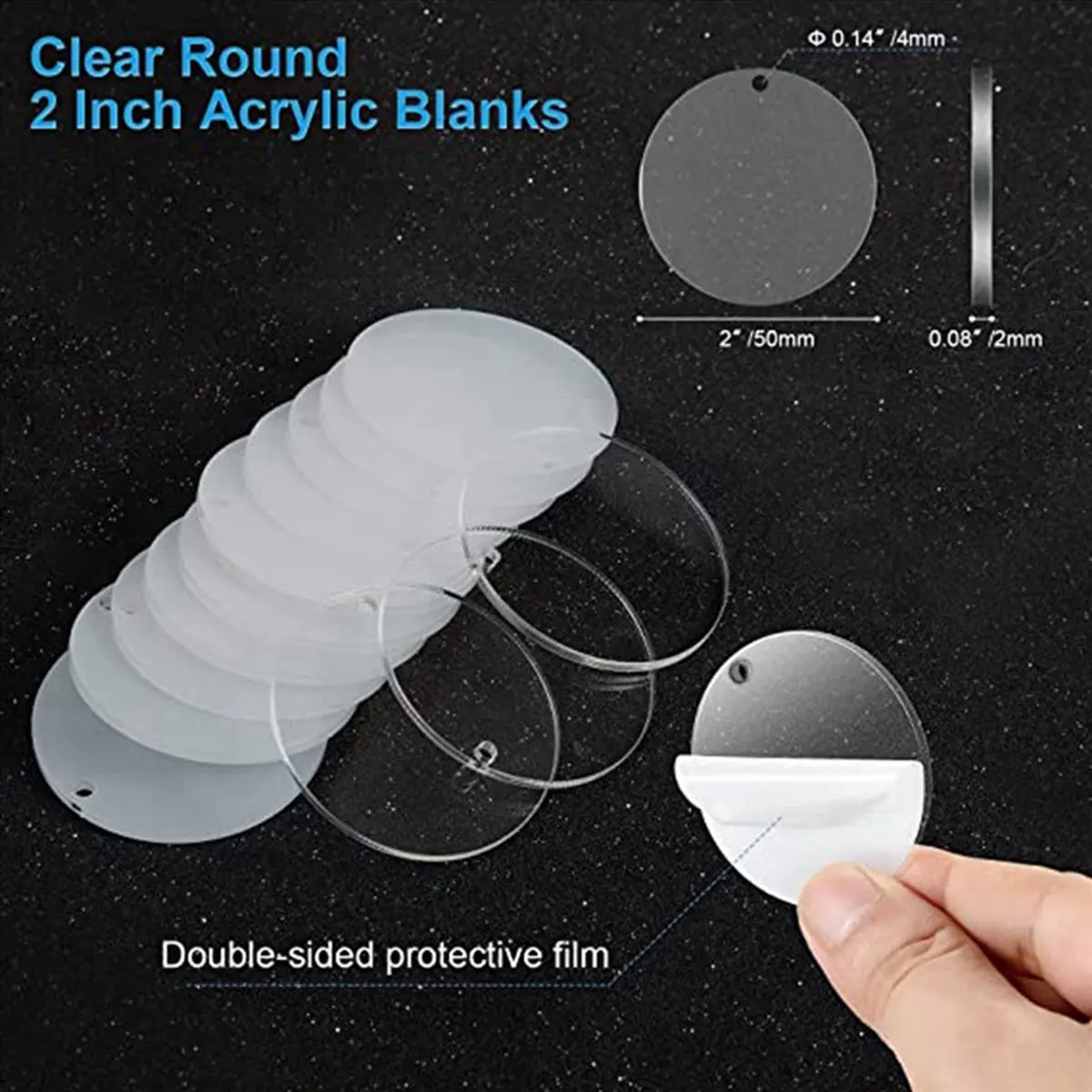 

*N21R 2X набор пустий акриловый брелок, прозрачная круглая акриловая заготовка оптом (5 дюймов), подходит для винилового ремесленного проекта из смолы