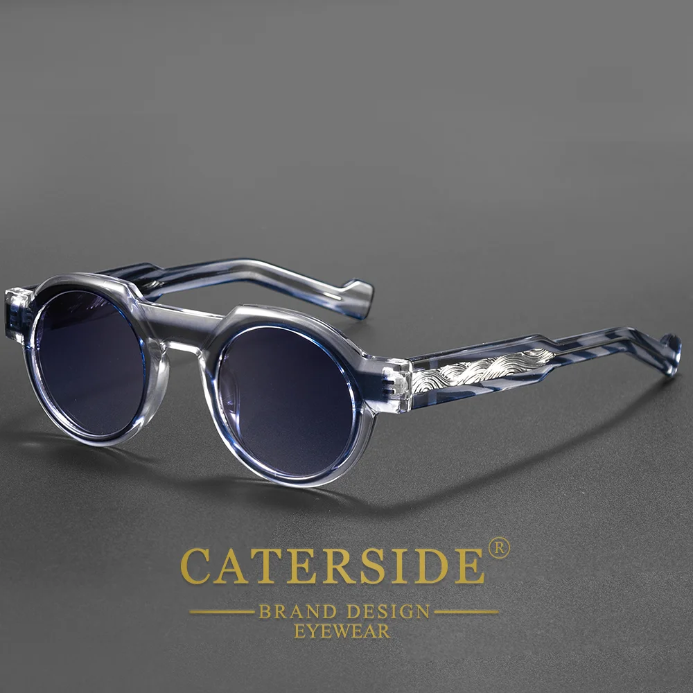 

Солнцезащитные очки CATERSIDE в стиле хип-хоп для мужчин и женщин, с утолщенной круглой оправой и вставками из пропионовой кислоты, модные декоративные очки для активного отдыха