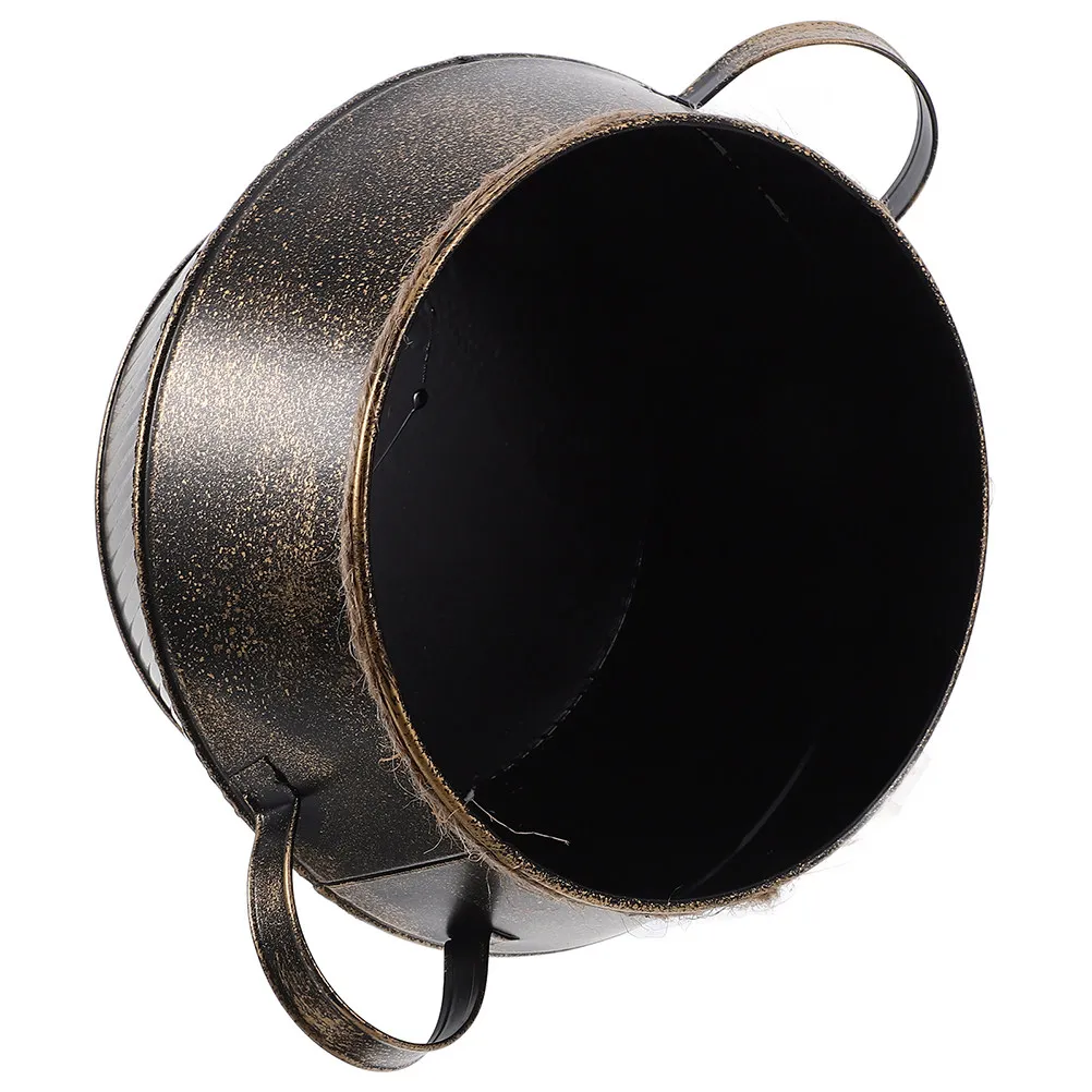 Retro Iron Flower Bucket Vintage Metal Plant Pot for Small Plants Desktop Kitchen Garden Decor Creative Multi Function Flowerpot