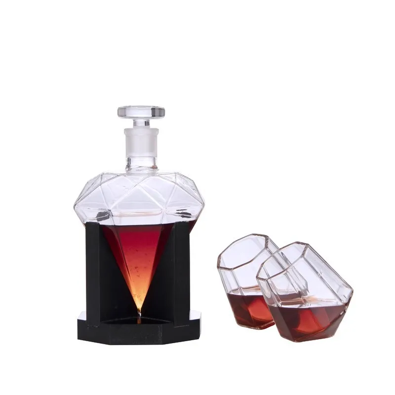 

Diamond glass red wine bottle, European crystal whiskey foreign set bottle, lead-free Baijiu container sparkling wine bottle