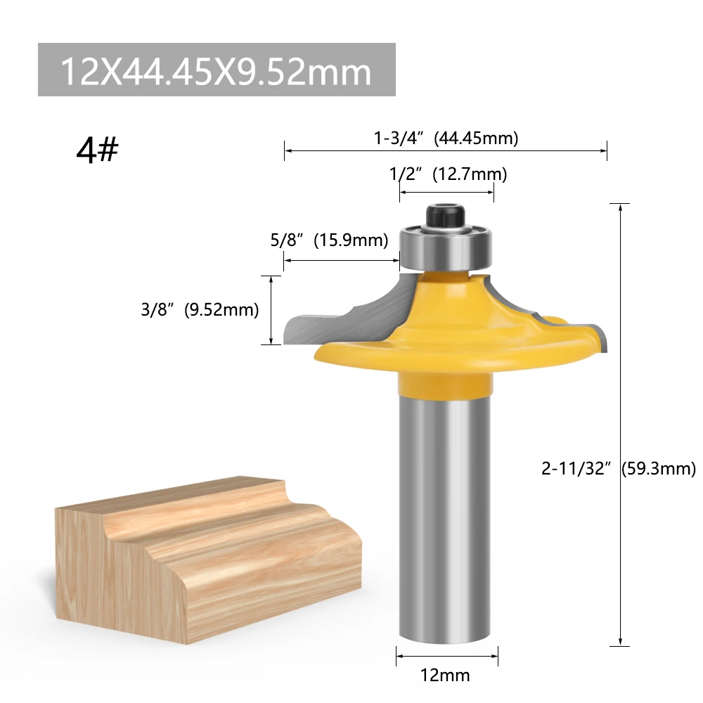 LAVIE 1 Stück 1/2" 12,7 mm Schaft Fräser Holzschnitzerei Schubladenfrontfräser Rundfräser mit Kantenprofilierung Fräser-Set mit Schutzkappe – Detail 6